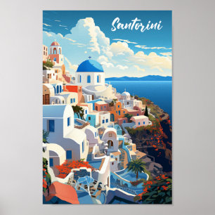 Santorini Griechenland Berühmter Vintage Travel Pl Poster