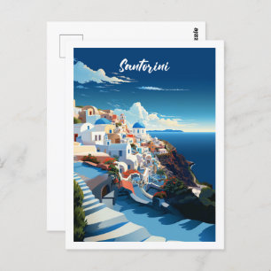 Santorini Griechenland Berühmter Vintage Travel Pl Postkarte