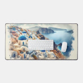 Santorini Griechenland Blau und Weiß Schreibtischunterlage (Tastatur & Maus)