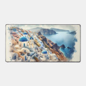 Santorini Griechenland Blau und Weiß Schreibtischunterlage (Vorderseite)