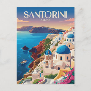 Santorini Griechenland Blaue Kuppel Reise Kunst Vi Postkarte