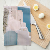 Santorini Griechenland - Blaue Tür beim Santorini- Geschirrtuch (Viertel Falte)