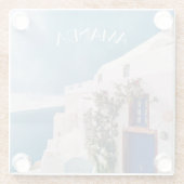 Santorini Griechenland - Blaue Tür beim Santorini- Glasuntersetzer (Rückseite)