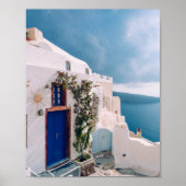 Santorini Griechenland - Blaue Tür beim Santorini- Poster (Vorne)