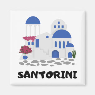 Santorini Griechenland Blauer Dach Magnet