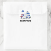 Santorini Griechenland Blauer Dach Quadratischer Aufkleber (Tasche)