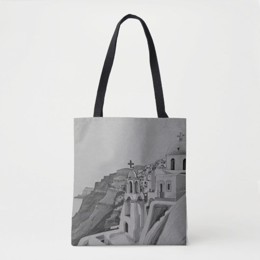 Santorini Griechenland Bleistift Sketch Tasche (Vorderseite)