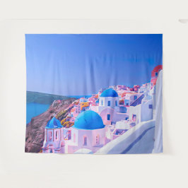 Santorini Griechenland Blue Island Foto Stand Hint Wandteppich
