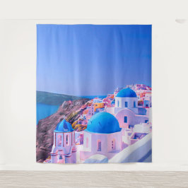 Santorini Griechenland Blue Island Foto Stand Hint Wandteppich