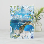 Santorini Griechenland Blühende Sommerhochzeit Einladung (Stehend Vorderseite)