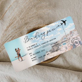 SANTORINI Griechenland Boarding Pass QR Foto Weddi Einladung