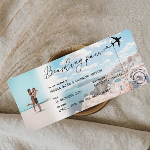 SANTORINI Griechenland Boarding Pass QR Foto Weddi Einladung