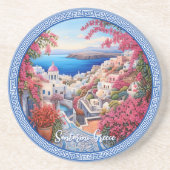 Santorini Griechenland Bougainvillea Malerreisen Getränkeuntersetzer (Vorne)