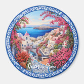Santorini Griechenland Bougainvillea Malerreisen Magnet (Vorne)