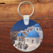 Santorini Griechenland Button Schlüsselanhänger (Vorderseite)