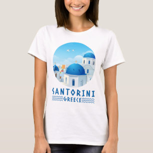 Santorini, Griechenland Damen Weiß T-Shirt
