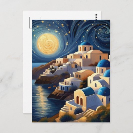Santorini, Griechenland durch Moon light - Griechi Postkarte (Vorne/Hinten)