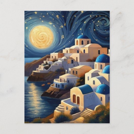 Santorini, Griechenland durch Moon light - Griechi Postkarte (Vorderseite)