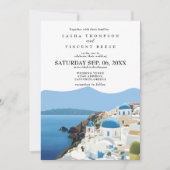 Santorini Griechenland Einladung zur Hochzeit Retr (Vorderseite)