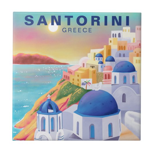 Santorini Griechenland - Europa Art Destination Tr Fliese (Vorderseite)