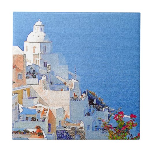 "Santorini, Griechenland " Fliese (Vorderseite)
