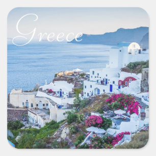 Santorini Griechenland Foto-Aufkleber Quadratischer Aufkleber