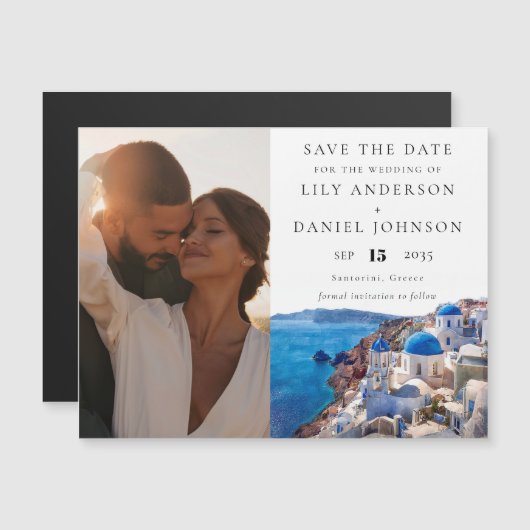 Santorini Griechenland Foto Hochzeit rettet das Da Magneteinladung (Vorne/Hinten)
