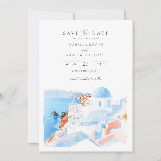 Santorini Griechenland Foto Save the Date Einladung (Vorderseite)