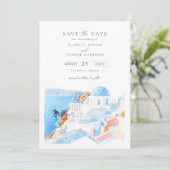 Santorini Griechenland Foto Save the Date Einladung (Stehend Vorderseite)