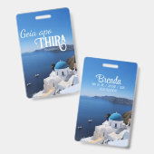 Santorini Griechenland Gepäckmarke Ausweis (Vorder- & Rückseite)