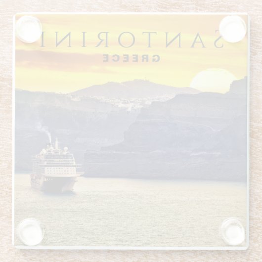 Santorini, Griechenland Glasuntersetzer (Rückseite)