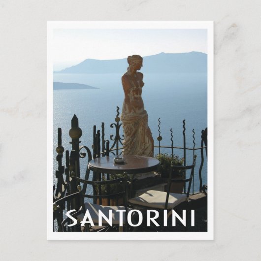 Santorini Griechenland Goddess Statue im Cafe Postkarte (Vorderseite)