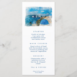Santorini, Griechenland, griechische Hochzeitskart Menükarte