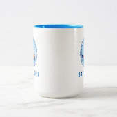 Santorini, Griechenland, griechisches Schiffsdesig Zweifarbige Tasse (Mittel)