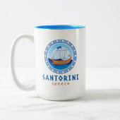 Santorini, Griechenland, griechisches Schiffsdesig Zweifarbige Tasse (Links)