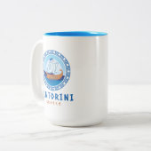 Santorini, Griechenland, griechisches Schiffsdesig Zweifarbige Tasse (Vorderseite Links)