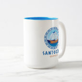 Santorini, Griechenland, griechisches Schiffsdesig Zweifarbige Tasse (VorderseiteRechts)