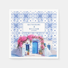 Santorini Griechenland Hochzeit Blau-Weiß Serviette