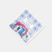 Santorini Griechenland Hochzeit Blau-Weiß Serviette (Ecke)