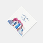 Santorini Griechenland Hochzeit Blau-Weiß Serviette (Ecke)