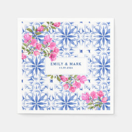 Santorini Griechenland Hochzeit Blau-Weiß Serviette