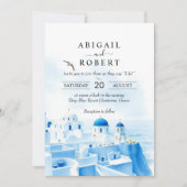 Santorini Griechenland Hochzeit der Aquarelllandsc Einladung (Vorderseite)