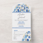 Santorini Griechenland Hochzeit griechischer Einla All In One Einladung (Innen Boden)