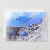 Santorini Griechenland Hochzeit in Urlaubsort Einladung (Vorderseite)