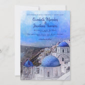 Santorini Griechenland Hochzeit in Urlaubsort Einladung (Vorderseite)