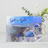Santorini Griechenland Hochzeit in Urlaubsort Save The Date (Stehend Vorderseite)