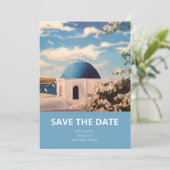 Santorini Griechenland Hochzeit retten das Datum d Save The Date (Stehend Vorderseite)