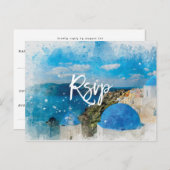 Santorini Griechenland Hochzeit rsvp Postkarte (Vorne/Hinten)