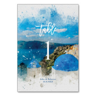 Santorini, Griechenland Hochzeitkarte für Tischnum Tischnummer