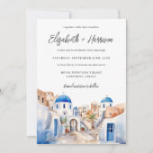 Santorini Griechenland Hochzeitsfeier Foto Einladung (Vorderseite)